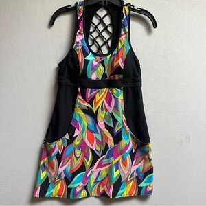 Trina Turk Recreation Colorful Sleeveless Dress with Lattice Back Sz S